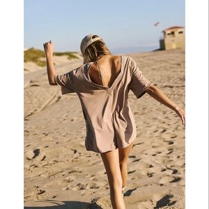 FP Movement Hot Shot Tee Romper Mocha Latte Size Medium